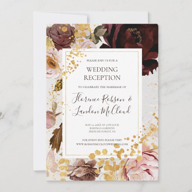 Modern Blush Floral Watercolor Reception Invitation (Front)