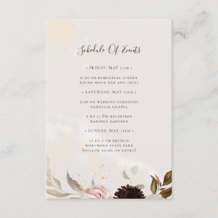 Modern Blush Floral Watercolor Schedule Of Events Enclosure Card