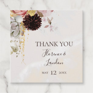 Modern Blush Floral Watercolor Thank You Favour Tags