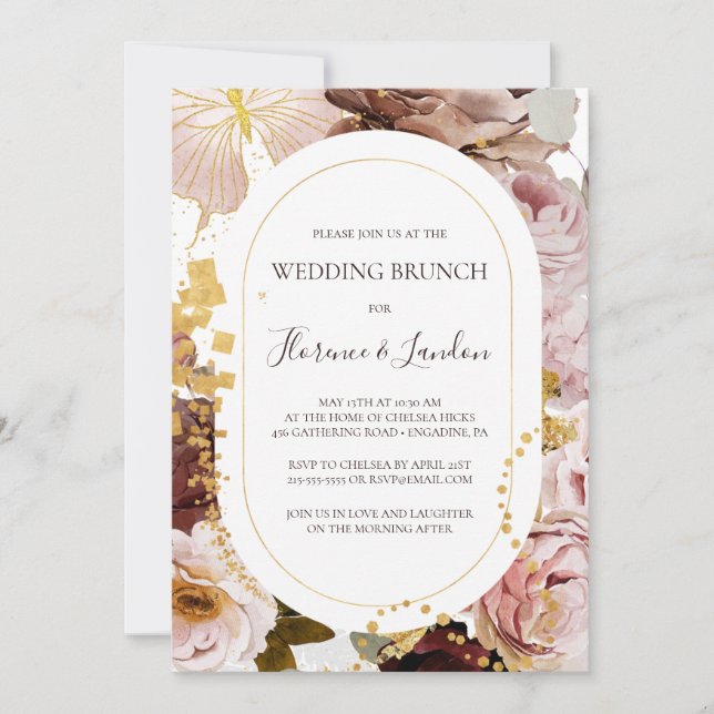 Modern Blush Floral | Wedding Brunch Invitation (Front)