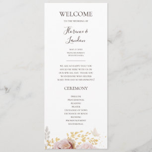 Modern Blush Floral   Wedding Program
