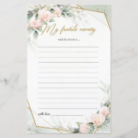 Modern blush flowers greenery My Favourite Memory
