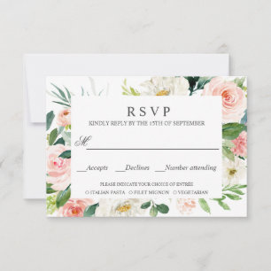 Modern Blush Frame WEDDING RSVP MEAL CHOICE Card