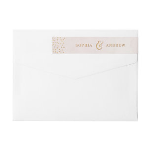 Modern blush glitter rose gold wedding monogram wrap around label