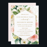 Modern Blush Gold Floral 16th Birthday Invitation<br><div class="desc">More modern floral Birthday Invitations in the Little Bayleigh Store!</div>