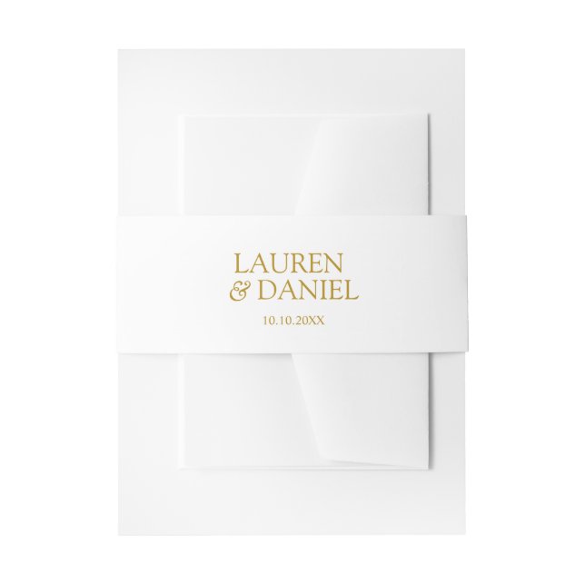 Modern Blush Gold Monogram names and date Invitation Belly Band (Front Example)