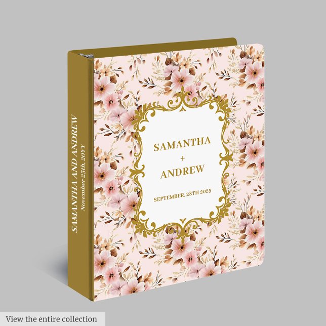 Modern Blush Gold Wedding 3 Ring Binder (Modern Blush Gold Wedding 3 Ring Binder)