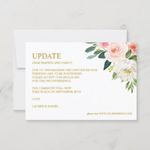 Modern Blush   Gold WEDDING UPDATE Invitation