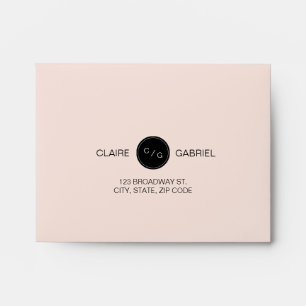 Modern blush monogram wedding RSVP Envelope