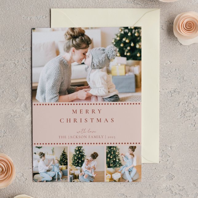 Modern Blush Multi Photo Christmas Card (Creator Uploaded)