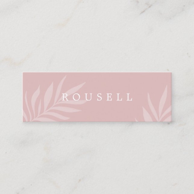 Modern Blush Natural Foliage Minimal Mini Business Card (Front)