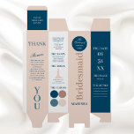 Modern Blush & Navy Bridesmaid Details Wine Box<br><div class="desc">This Modern Blush & Navy Bridesmaid Details wine box is perfect to gift your wedding party with all the details of the big day. You can customize this design further to feature your colours.</div>