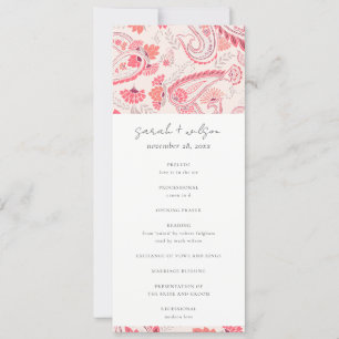 Modern Blush Paisley Typography Wedding Program
