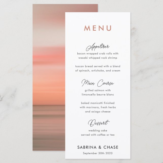 Modern Blush Personalized Wedding Menu (Front/Back)