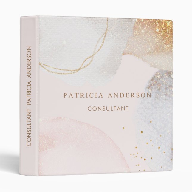 Modern blush pink abstract consultant binder (Front/Spine)