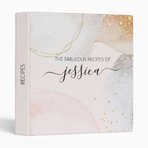Modern blush pink abstract script name Recipe Binder