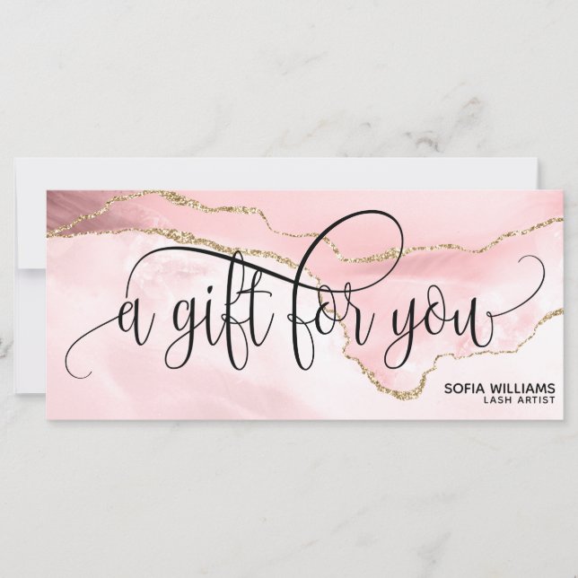 Modern Blush Pink Agate Certificate Gift Card (Front)