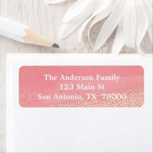 Modern Blush Pink and Gold Return Address