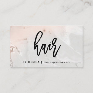 Modern Blush Pink and Grey Marble Hair Business Card