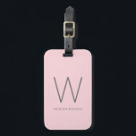 Modern blush pink and grey minimalist monogram luggage tag<br><div class="desc">Modern blush pink and grey minimalist monogram luggage tag</div>