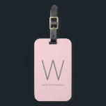 Modern blush pink and grey minimalist monogram luggage tag<br><div class="desc">Modern blush pink and grey minimalist monogram luggage tag</div>