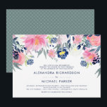 Modern Blush Pink and Navy Floral Wedding Invitation<br><div class="desc">This stylish and trendy wedding invitation features watercolor look blush pink and navy blue flowers and leaves. We have used art from LABFcreations.</div>