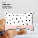 Modern Blush Pink and Polka Dot Custom Dog Bed<br><div class="desc">Customise this modern dog bed featuring black and white polka dots and a blush pink area for their name.  Name is in an elegant black font and you can add any text you like.  Makes a nice addition to any room and your fur baby can sleep in style!</div>