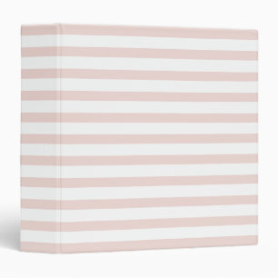 Modern blush pink and white horizontal stripes binder
