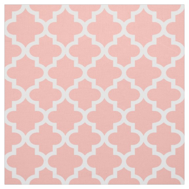 Modern Blush Pink and White Quatrefoil Pattern Fabric (Swatch)