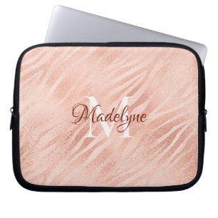 Modern Blush Pink Animal Print Shimmer Laptop Sleeve