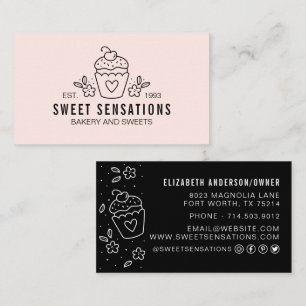 Modern Blush Pink Bakery Catering Chef Business Card