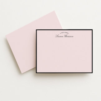 Modern Blush Pink Black Frame Note Card