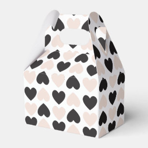 Modern Blush Pink Black Love Hearts Pattern Favor Box