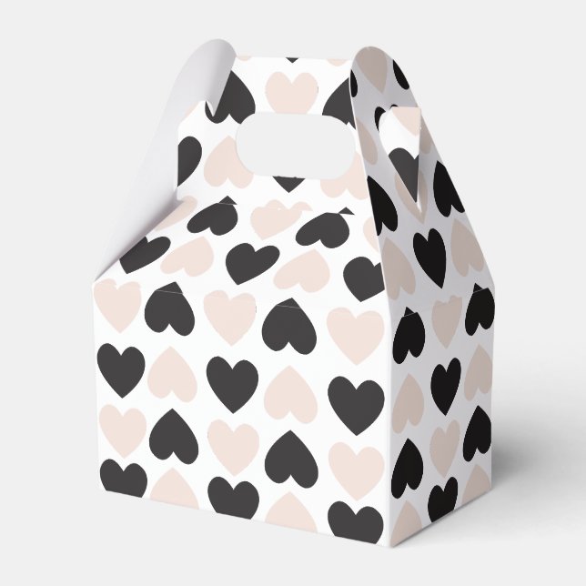 Modern Blush Pink Black Love Hearts Pattern Favor Box (Front Side)
