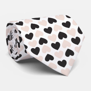 Modern Blush Pink Black Love Hearts Pattern Tie