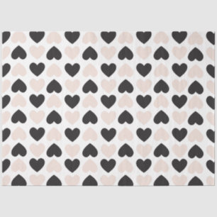 Modern Blush Pink Black Love Hearts Pattern Tissue Paper