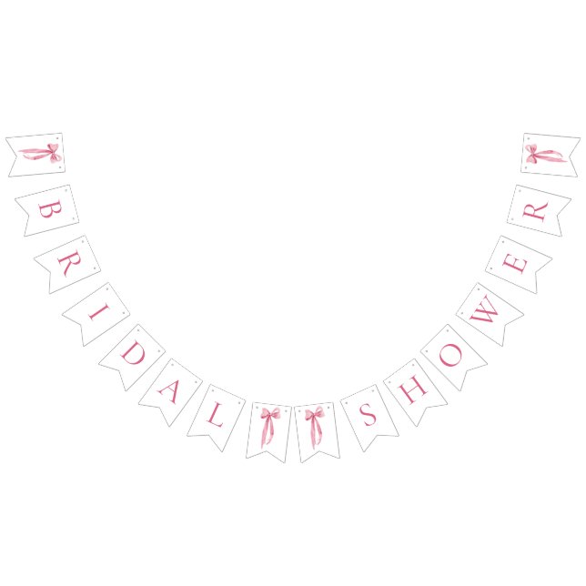 Modern Blush Pink Bow Bridal Shower Bunting Banner (All)