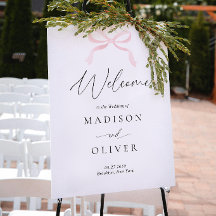 Modern Blush Pink Bow Monogram Wedding Welcome