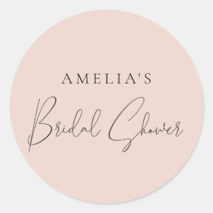 Modern Blush Pink Bridal Shower Classic Round Sti Sticker