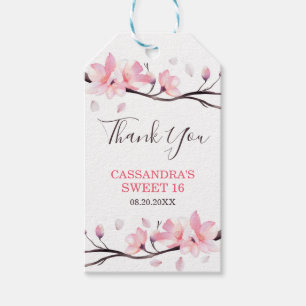 Modern Blush Pink Cherry Blossom Sakura Birthday Gift Tags