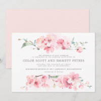 Modern Blush Pink Cherry Blossoms Floral Wedding