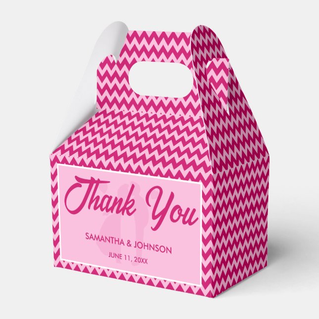 Modern Blush Pink Chevron Stripe Wedding Favor Box (Front Side)