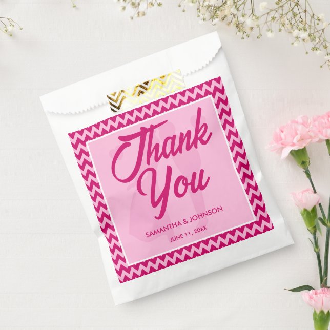 Modern Blush Pink Chevron Stripe Wedding Favour Bag (Sealed)