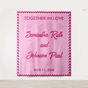 Modern Blush Pink Chevron Wedding Backdrops Banner Tapestry