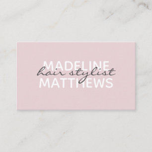 Modern Blush Pink Chic Hair Stylist Script Name Business Card