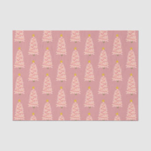 Modern Blush Pink Christmas Tree on Mauve Holiday Tissue Paper