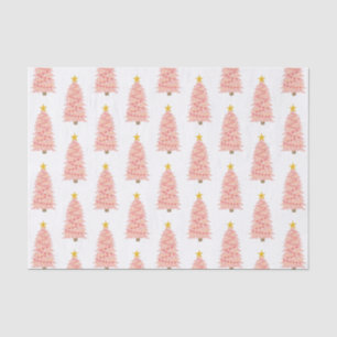 Modern Blush Pink Christmas Tree on White Holiday Tissue Paper