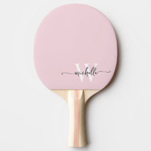 Modern Blush Pink Custom Monogram Name Script Ping Pong Paddle