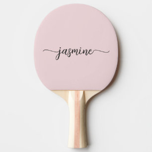 Modern Blush Pink Custom Name Signature Script Ping Pong Paddle