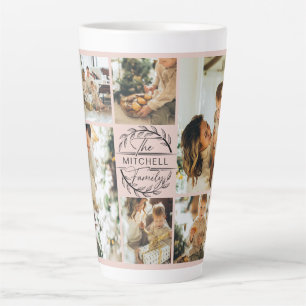 Modern Blush Pink Family Photo Collage Keepsake Latte Mug